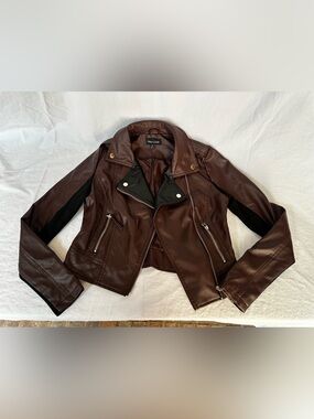 New Look Women's Dark Brown Faux Leather Moto Jacket